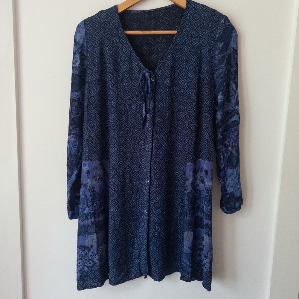 Whimsigoth Fairy Grunge Blue‎ Tunic Top Dress M/L Boho Ethereal Y2K 90s Dark